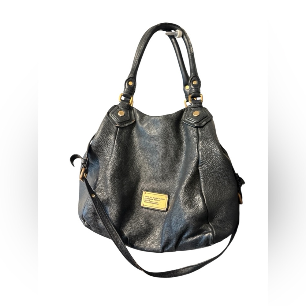 Marc by Marc Jacobs Black Leather Shoulder Bag with Gold Hardware